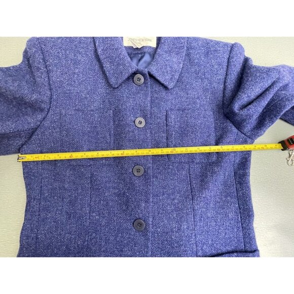 JONES NEW YORK Blazer Jacket 100% Wool Button Up  Blue Size 8 - Picture 6 of 16